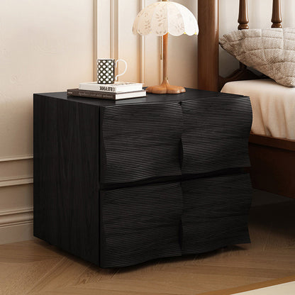 Traditional Vintage Rectangular Solid Wood Nightstand 2-Drawer For Bedroom