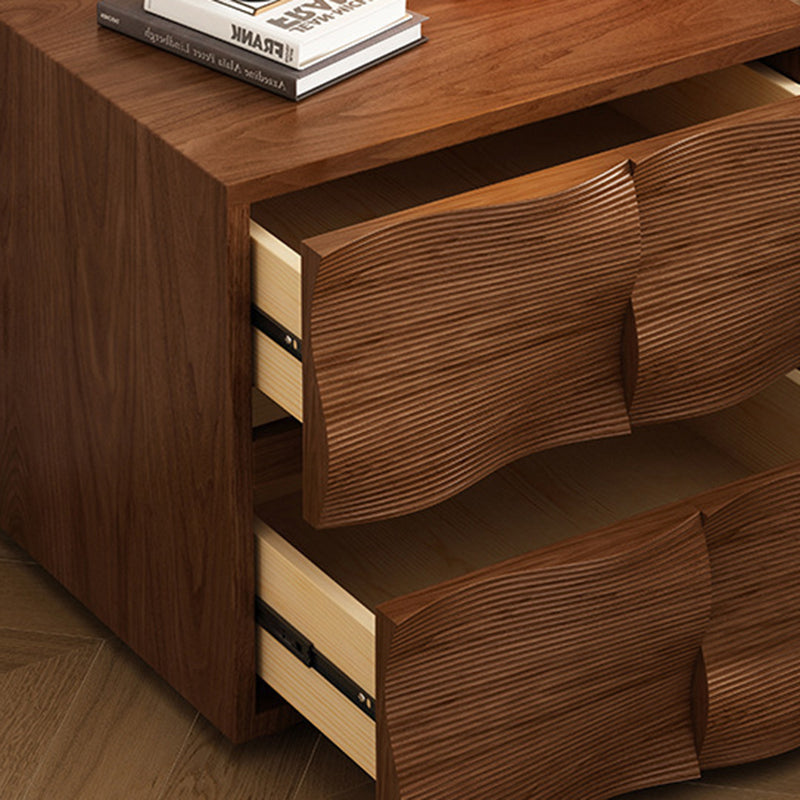 Traditional Vintage Rectangular Solid Wood Nightstand 2-Drawer For Bedroom