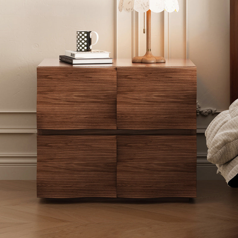 Traditional Vintage Rectangular Solid Wood Nightstand 2-Drawer For Bedroom