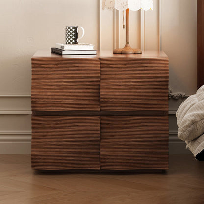 Traditional Vintage Rectangular Solid Wood Nightstand 2-Drawer For Bedroom