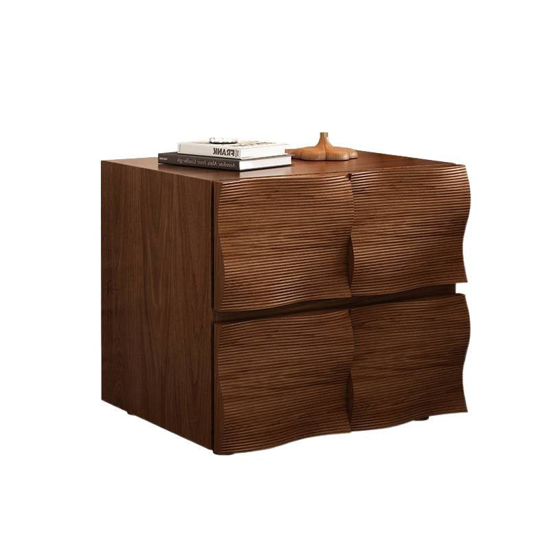 Traditional Vintage Rectangular Solid Wood Nightstand 2-Drawer For Bedroom