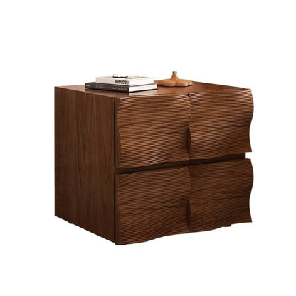 Traditional Vintage Rectangular Solid Wood Nightstand 2-Drawer For Bedroom