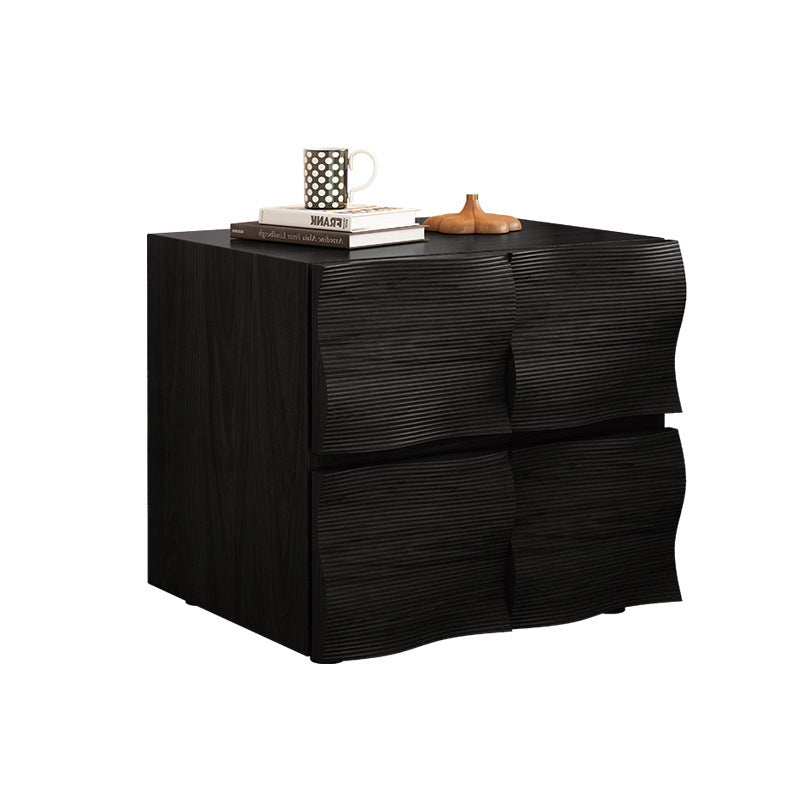 Traditional Vintage Rectangular Solid Wood Nightstand 2-Drawer For Bedroom