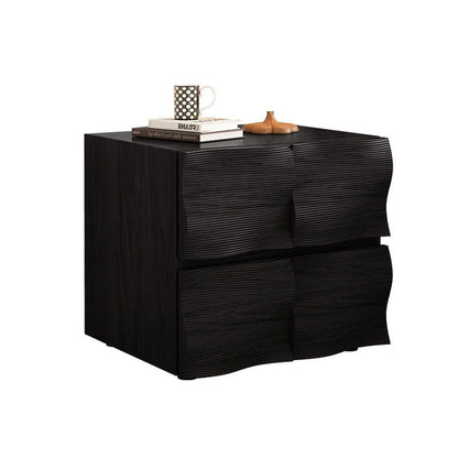 Traditional Vintage Rectangular Solid Wood Nightstand 2-Drawer For Bedroom