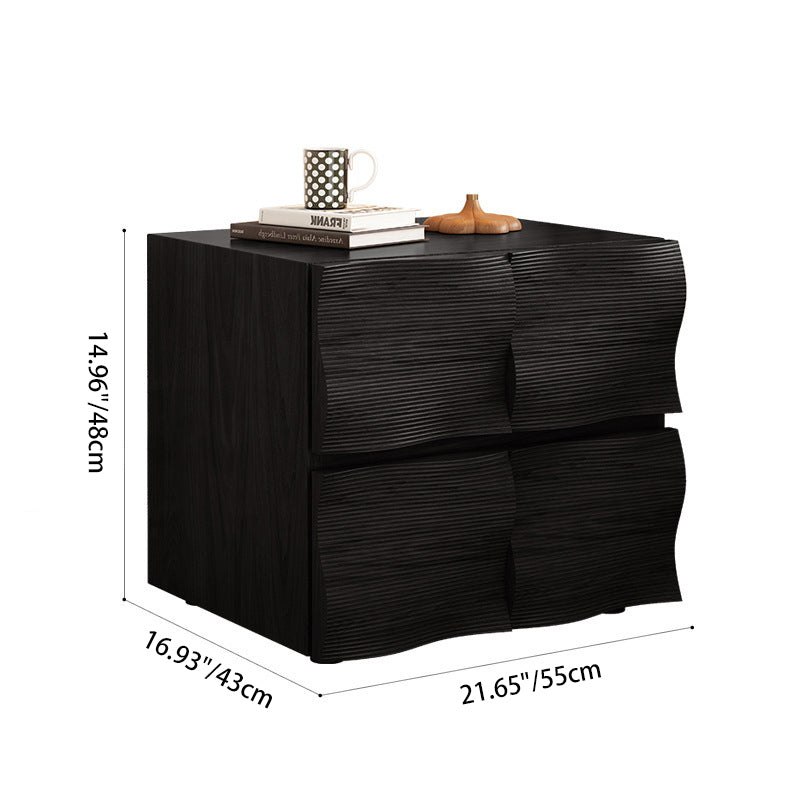 Traditional Vintage Rectangular Solid Wood Nightstand 2-Drawer For Bedroom