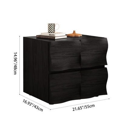 Traditional Vintage Rectangular Solid Wood Nightstand 2-Drawer For Bedroom