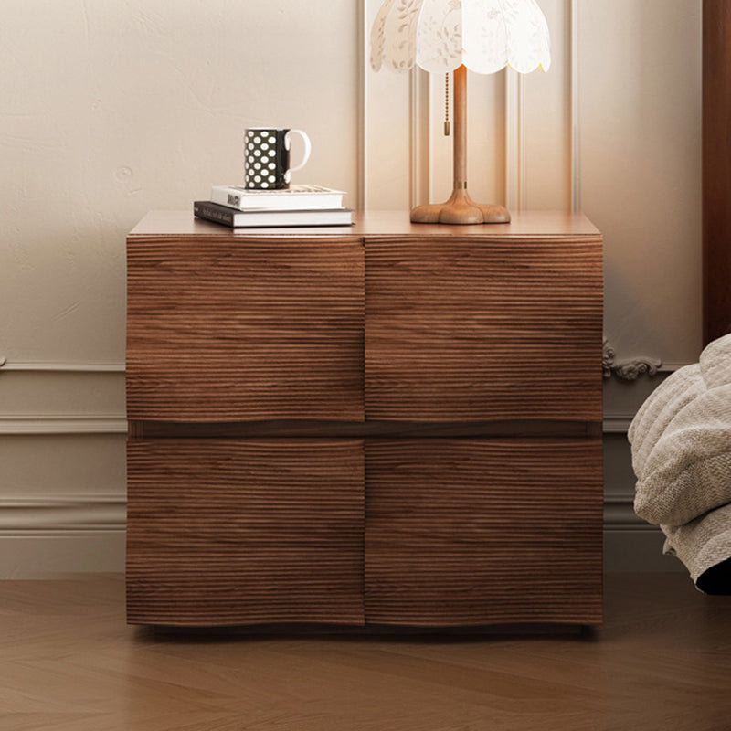 Traditional Vintage Rectangular Solid Wood Nightstand 2-Drawer For Bedroom