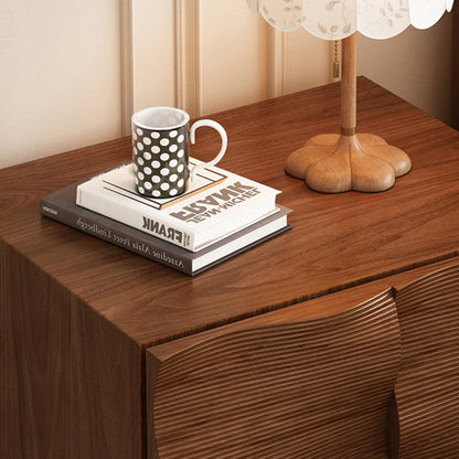 Traditional Vintage Rectangular Solid Wood Nightstand 2-Drawer For Bedroom