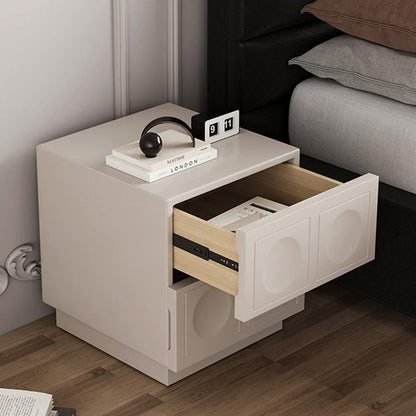 Modern Minimalist Cube Medium Density Fiberboard Nightstand 2-Drawer For Bedroom