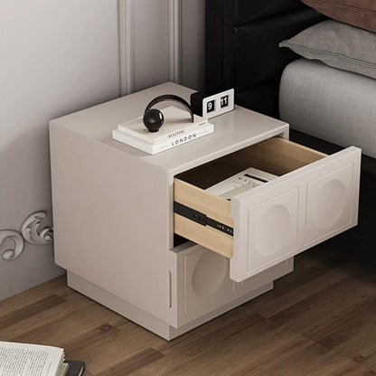 Modern Minimalist Cube Medium Density Fiberboard Nightstand 2-Drawer For Bedroom