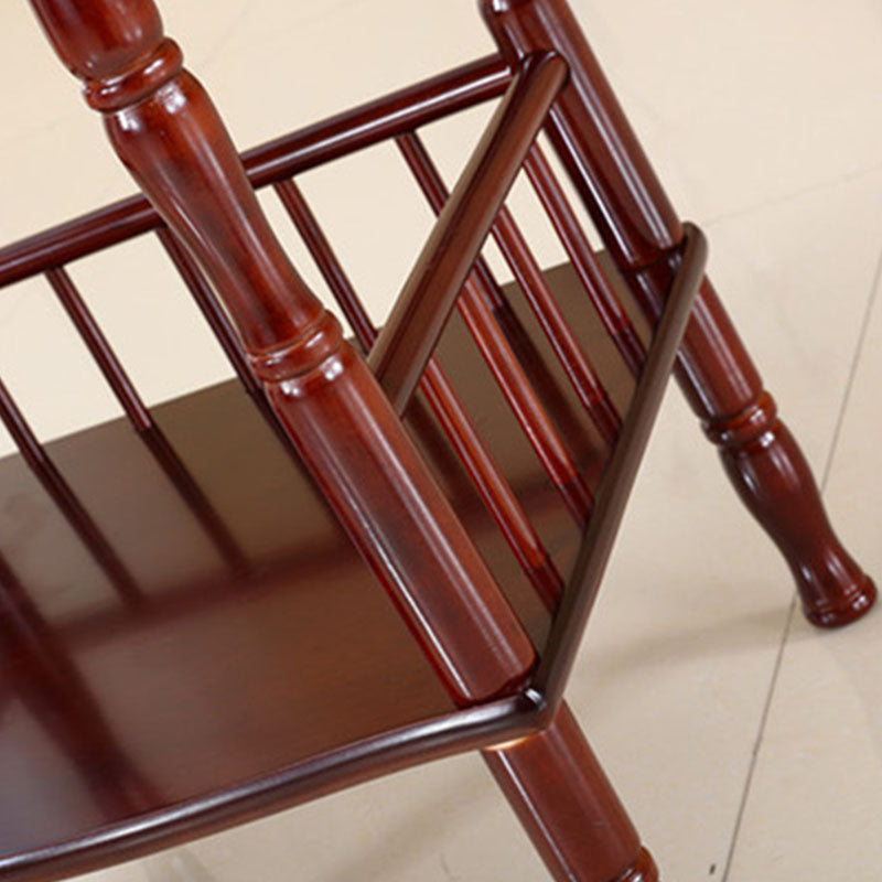 Traditional Vintage Rectangular Solid Wood End Table 2-Tier 4-Leg For Living Room