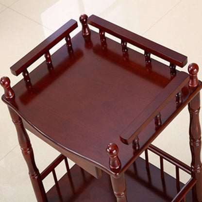 Traditional Vintage Rectangular Solid Wood End Table 2-Tier 4-Leg For Living Room