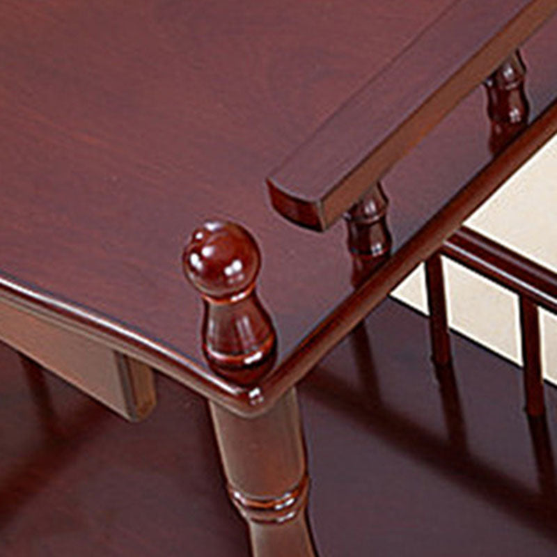 Traditional Vintage Rectangular Solid Wood End Table 2-Tier 4-Leg For Living Room