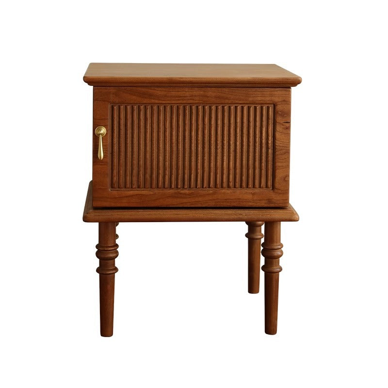 Traditional Vintage Rectangular Solid Wood Nightstand 4-Leg 1-Cabinet For Bedroom