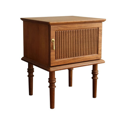 Traditional Vintage Rectangular Solid Wood Nightstand 4-Leg 1-Cabinet For Bedroom