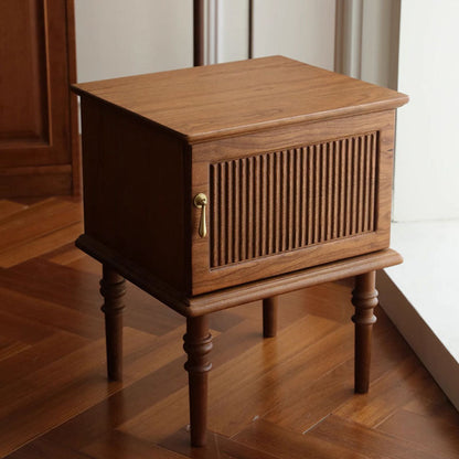 Traditional Vintage Rectangular Solid Wood Nightstand 4-Leg 1-Cabinet For Bedroom