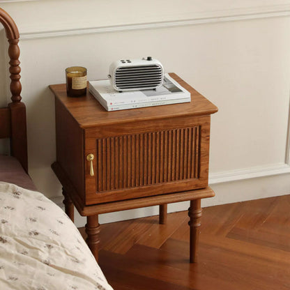 Traditional Vintage Rectangular Solid Wood Nightstand 4-Leg 1-Cabinet For Bedroom