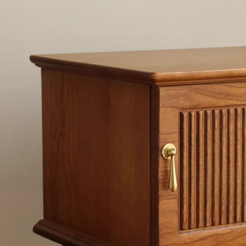 Traditional Vintage Rectangular Solid Wood Nightstand 4-Leg 1-Cabinet For Bedroom