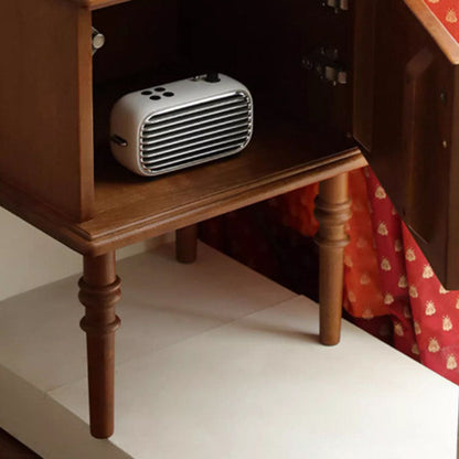 Traditional Vintage Rectangular Solid Wood Nightstand 4-Leg 1-Cabinet For Bedroom