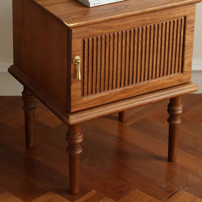 Traditional Vintage Rectangular Solid Wood Nightstand 4-Leg 1-Cabinet For Bedroom