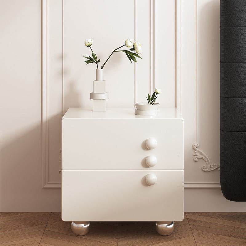 Modern Minimalist Rectangular Medium Density Fiberboard Nightstand 2-Drawer For Bedroom