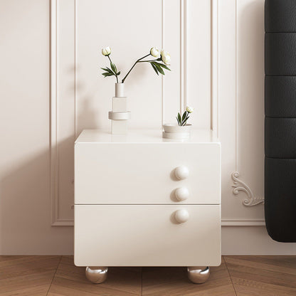 Modern Minimalist Rectangular Medium Density Fiberboard Nightstand 2-Drawer For Bedroom