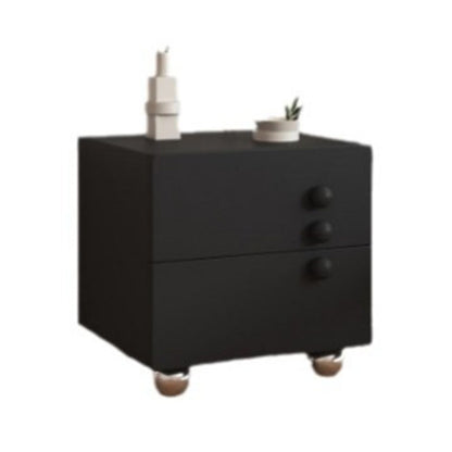 Modern Minimalist Rectangular Medium Density Fiberboard Nightstand 2-Drawer For Bedroom