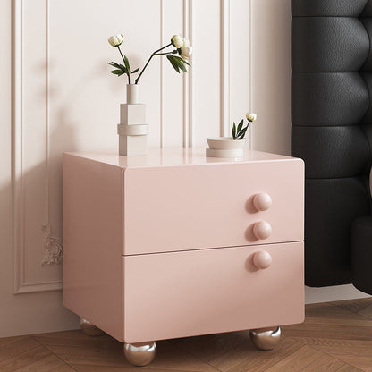 Modern Minimalist Rectangular Medium Density Fiberboard Nightstand 2-Drawer For Bedroom