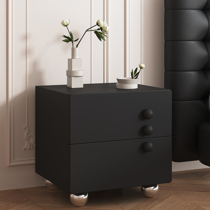 Modern Minimalist Rectangular Medium Density Fiberboard Nightstand 2-Drawer For Bedroom