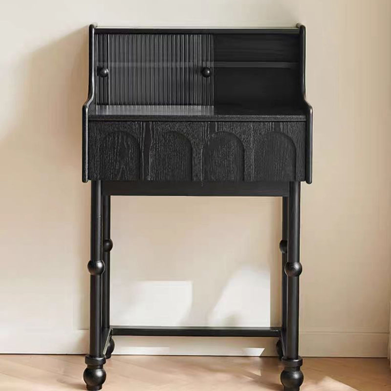 Traditional Vintage Rectangular Solid Wood Makeup Vanity 1-Drawer 4-Leg for Bedroom