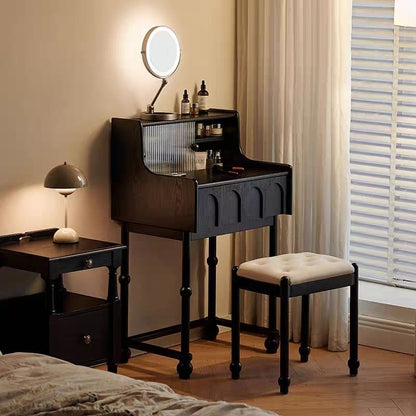Traditional Vintage Rectangular Solid Wood Makeup Vanity 1-Drawer 4-Leg for Bedroom
