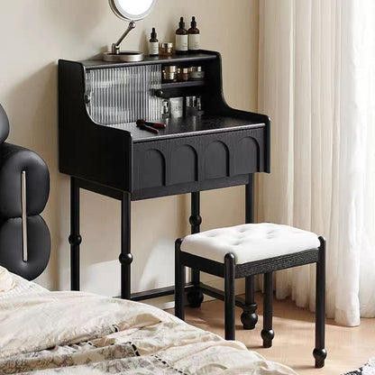 Traditional Vintage Rectangular Solid Wood Makeup Vanity 1-Drawer 4-Leg for Bedroom