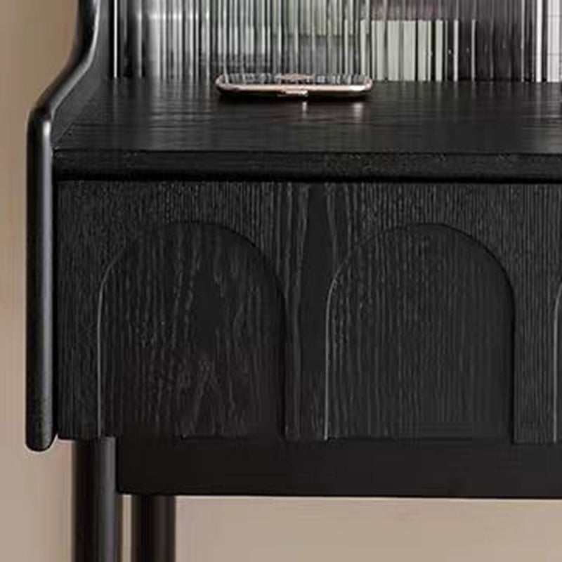 Traditional Vintage Rectangular Solid Wood Makeup Vanity 1-Drawer 4-Leg for Bedroom