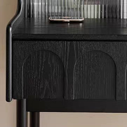 Traditional Vintage Rectangular Solid Wood Makeup Vanity 1-Drawer 4-Leg for Bedroom