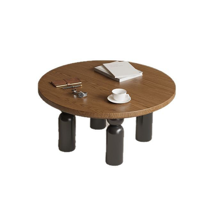 Traditional Vintage Round Solid Wood End Table 4-Leg For Living Room