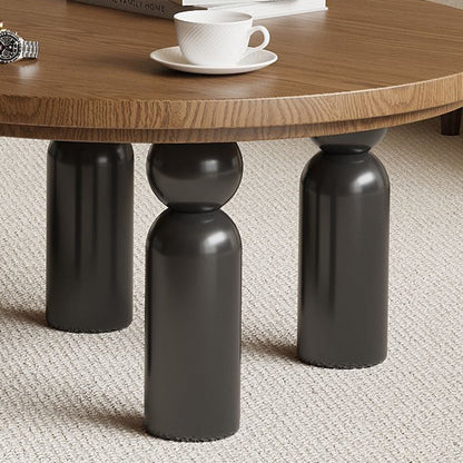 Traditional Vintage Round Solid Wood End Table 4-Leg For Living Room