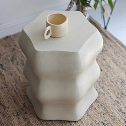 Modern Minimalist Wavy Cube Magnesium Oxide End Table For Living Room