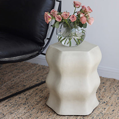 Modern Minimalist Wavy Cube Magnesium Oxide End Table For Living Room