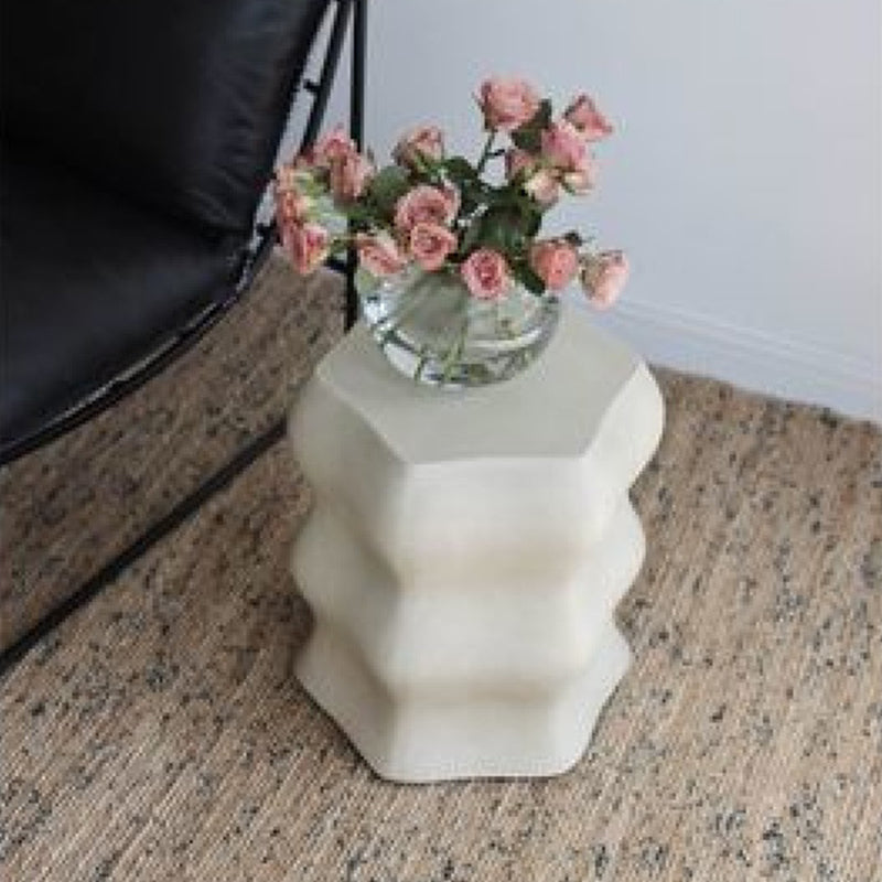 Modern Minimalist Wavy Cube Magnesium Oxide End Table For Living Room