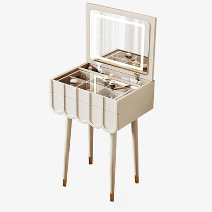 Modern Minimalist Rectangular High-Density Eco-Friendly Board Makeup Vanity 4-Leg 2-Drawer For Bedroom
