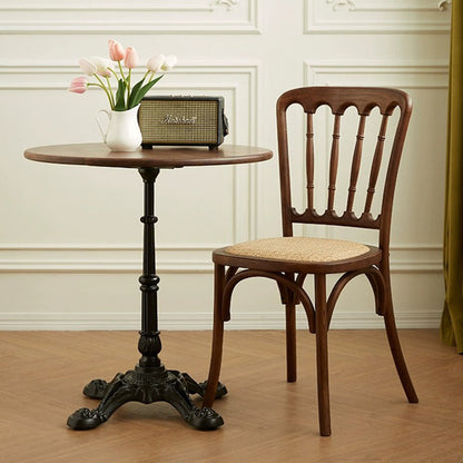 Modern Minimalist Oval Seat Solid Wood Resin Rattan Sponge Dining Chair Backrest For Dining Room