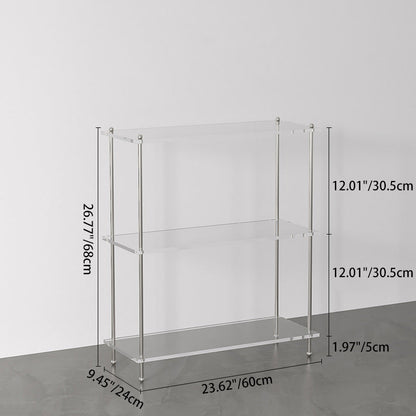 Modern Minimalist Rectangular Polystyrene Carbon Steel End Table 3/4-Tier 4-Leg For Living Room