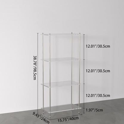 Modern Minimalist Rectangular Polystyrene Carbon Steel End Table 3/4-Tier 4-Leg For Living Room