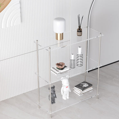 Modern Minimalist Rectangular Polystyrene Carbon Steel End Table 3/4-Tier 4-Leg For Living Room