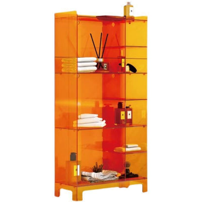 Modern Minimalist Rectangular Acrylic Bookshelves 4-Leg 9-Cabinet For Living Room