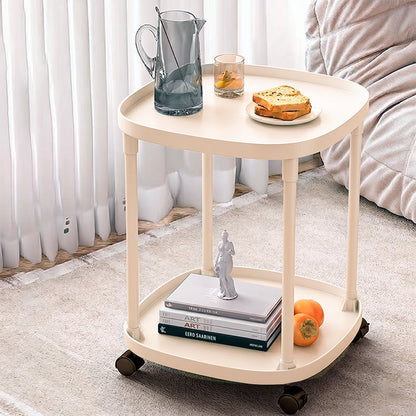 Modern Minimalist Rectangular Plastic End Table 2-Tier Movable For Living Room