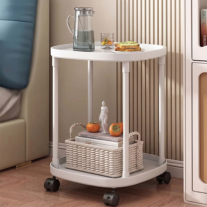 Modern Minimalist Rectangular Plastic End Table 2-Tier Movable For Living Room