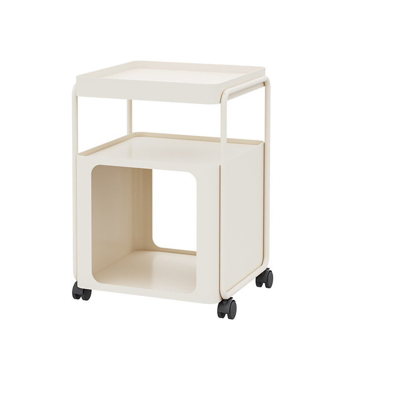 Modern Minimalist Square Iron Nightstand 3-Tier Movable For Bedroom