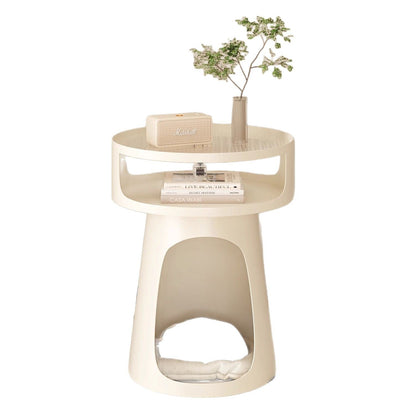 Modern Minimalist Round Iron Glass End Table 3-Tier For Living Room