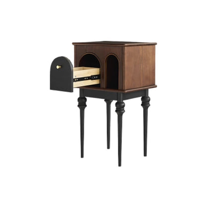 Traditional Vintage Rectangular Solid Wood Multi-Layer Board Solid Wood Storage Cabinet 4-Leg 1-Drawer For Living Room